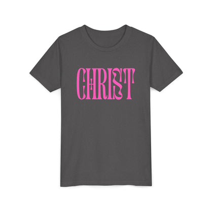 Youth Tee - 'CHRIST' Pink Gospel Logo Christian T-Shirt