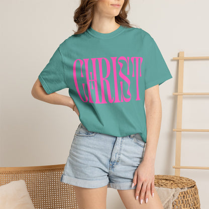 Christ Pink Logo T‑Shirt — Retro Typography Christian Tee