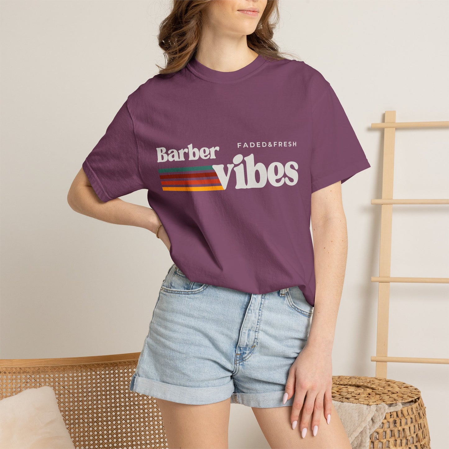Barber Vibes T-Shirt — Retro Stripe Hairstylist Tee