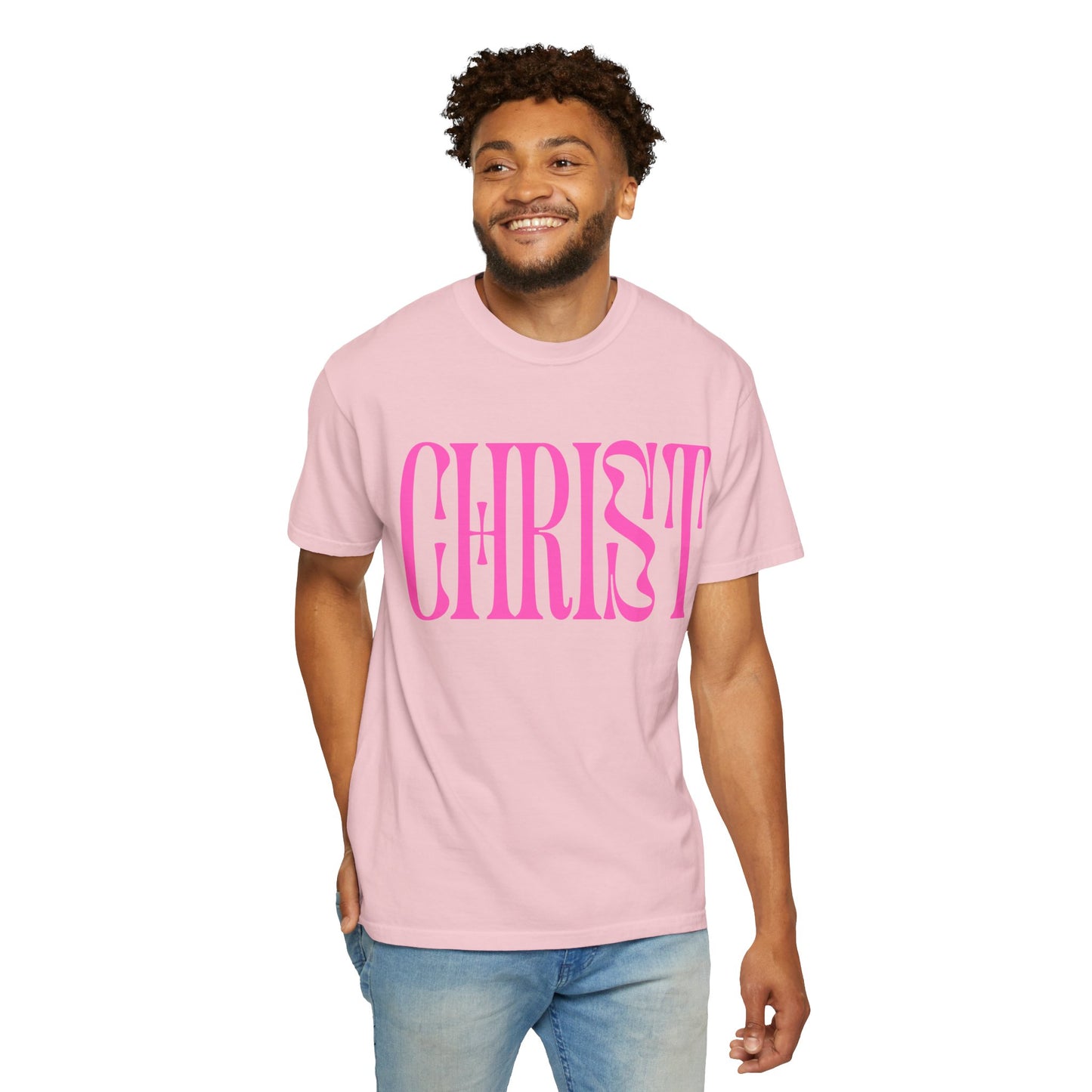 Christ Pink Logo T‑Shirt — Retro Typography Christian Tee