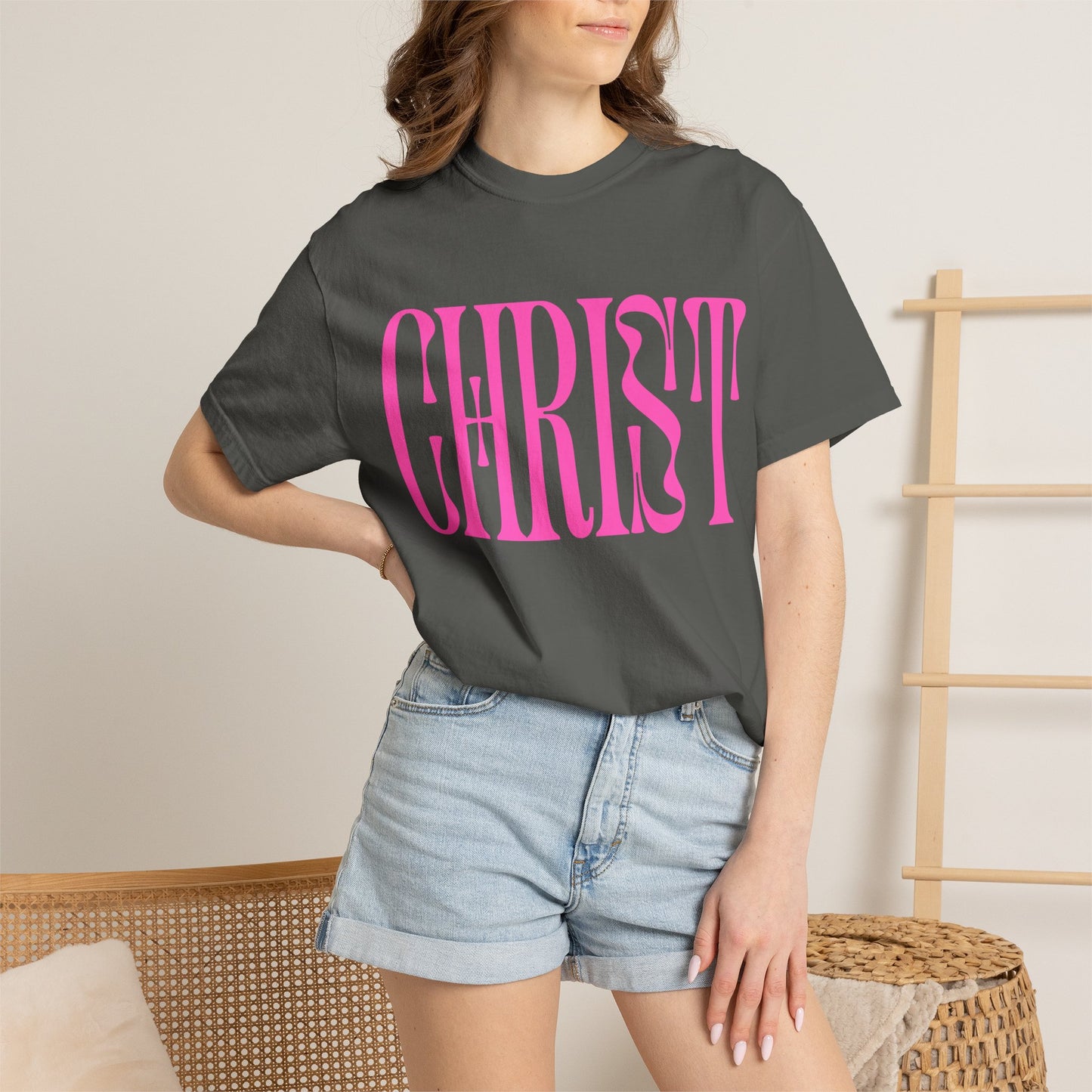 Christ Pink Logo T‑Shirt — Retro Typography Christian Tee