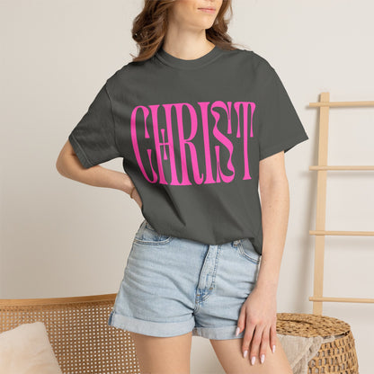 Christ Pink Logo T‑Shirt — Retro Typography Christian Tee
