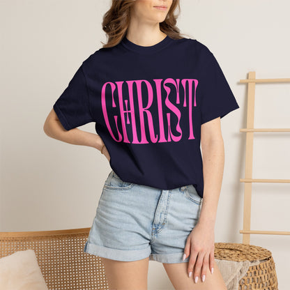 Christ Pink Logo T‑Shirt — Retro Typography Christian Tee