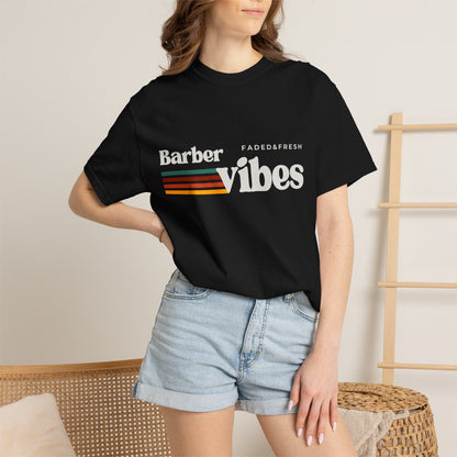 Barber Vibes T-Shirt — Retro Stripe Hairstylist Tee