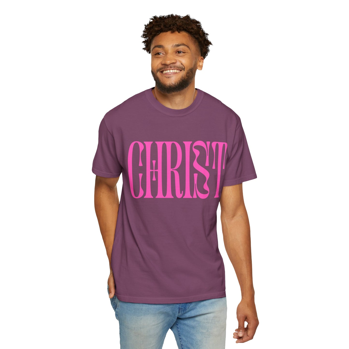 Christ Pink Logo T‑Shirt — Retro Typography Christian Tee