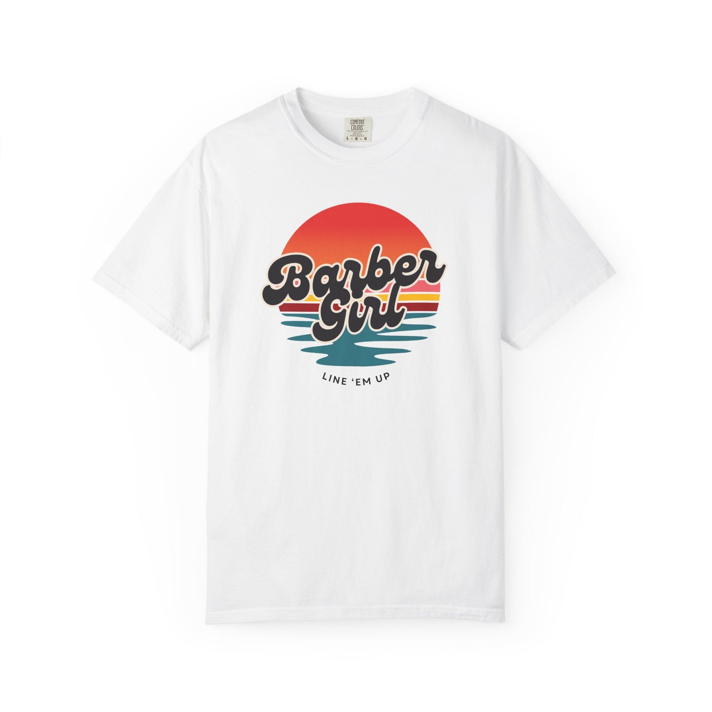 Barber Girl Retro Sun T-Shirt — Vintage Barbershop Tee