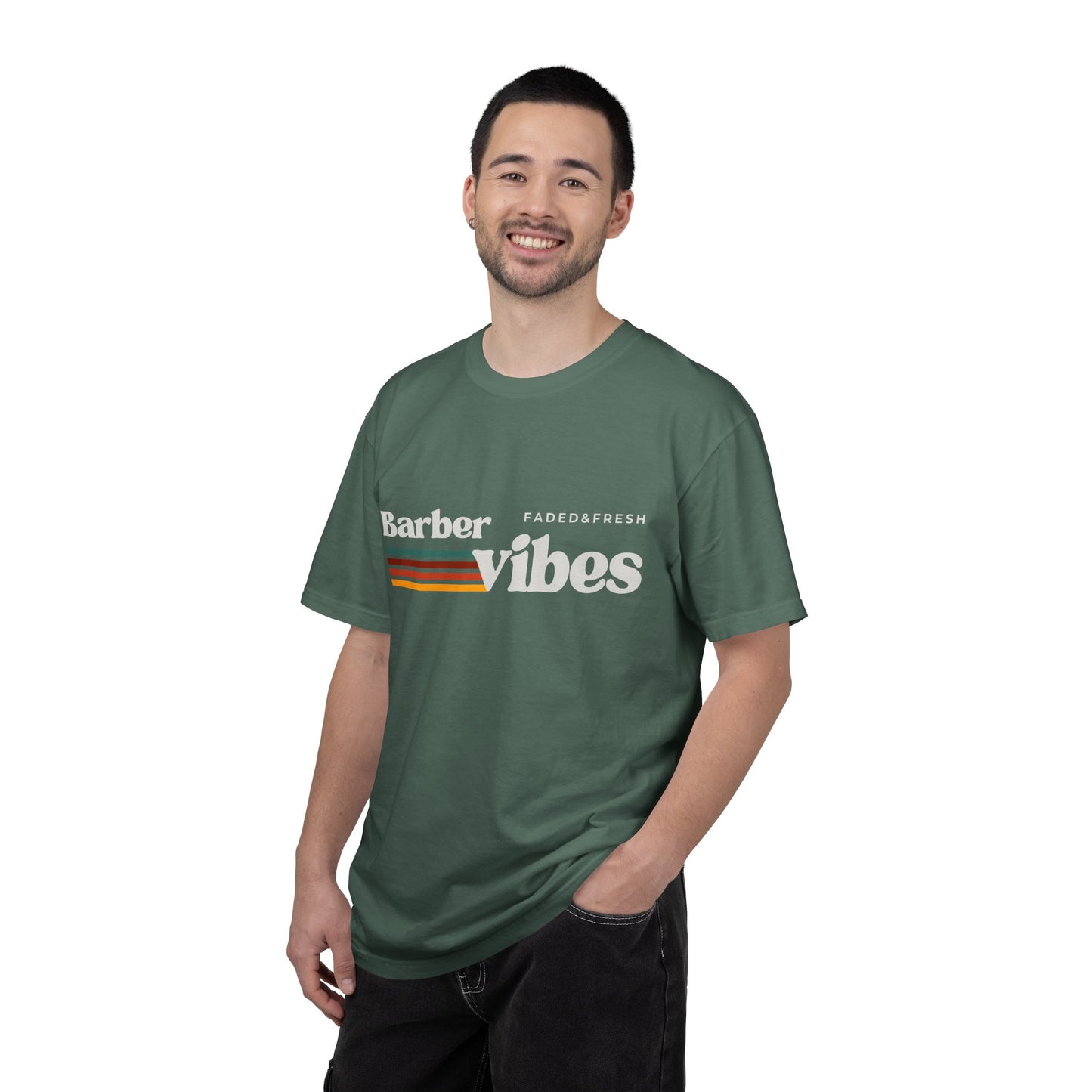 Barber Vibes T-Shirt — Retro Stripe Hairstylist Tee