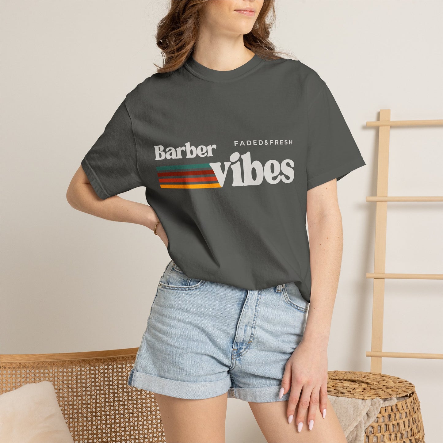 Barber Vibes T-Shirt — Retro Stripe Hairstylist Tee
