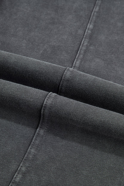 Coffee Mineral Wash Seam Detail Elastic Waist Barrel Pants