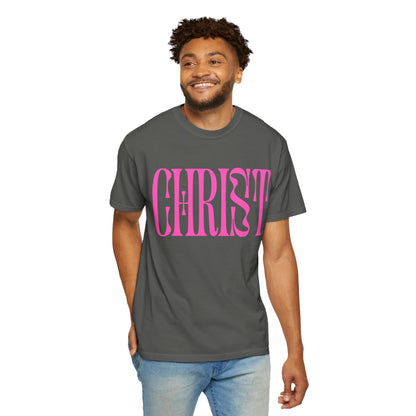 Christ Pink Logo T‑Shirt — Retro Typography Christian Tee