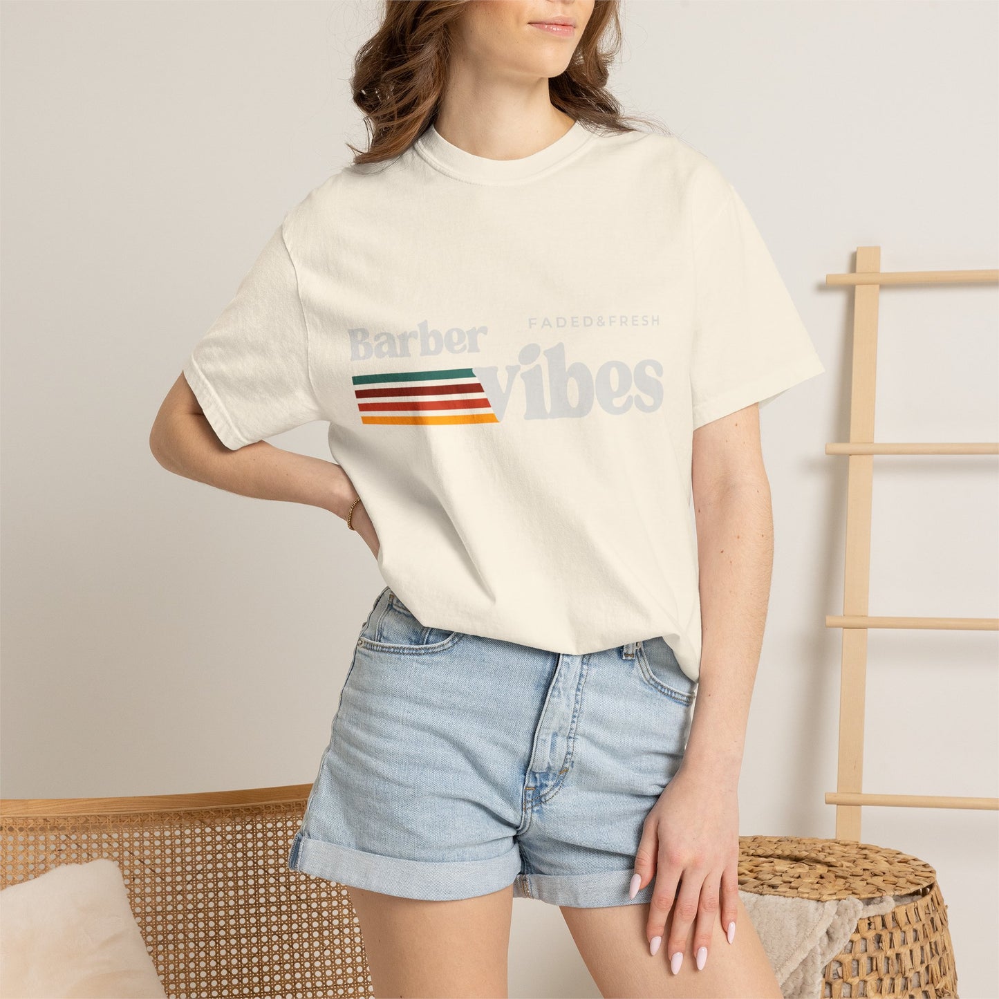 Barber Vibes T-Shirt — Retro Stripe Hairstylist Tee