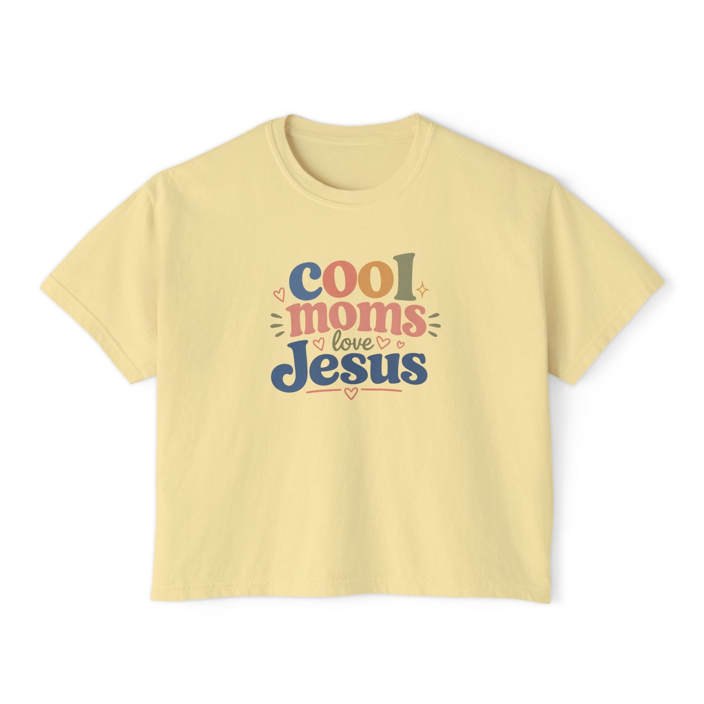 Cool Moms Love Jesus Boxy Tee — Christian Mom Graphic Shirt