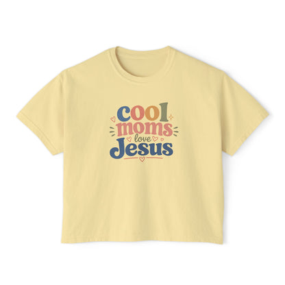 Cool Moms Love Jesus Boxy Tee — Christian Mom Graphic Shirt