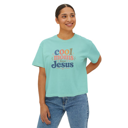 Cool Moms Love Jesus Boxy Tee — Christian Mom Graphic Shirt