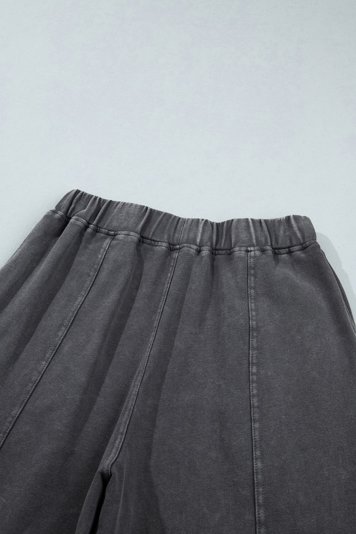 Coffee Mineral Wash Seam Detail Elastic Waist Barrel Pants