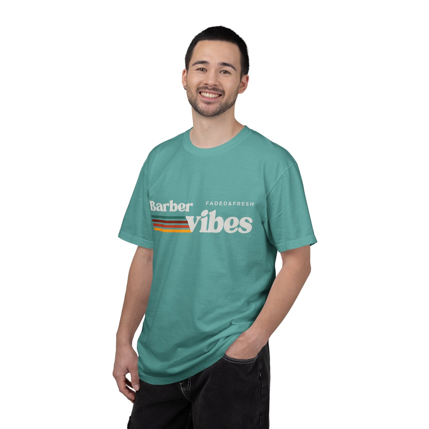 Barber Vibes T-Shirt — Retro Stripe Hairstylist Tee