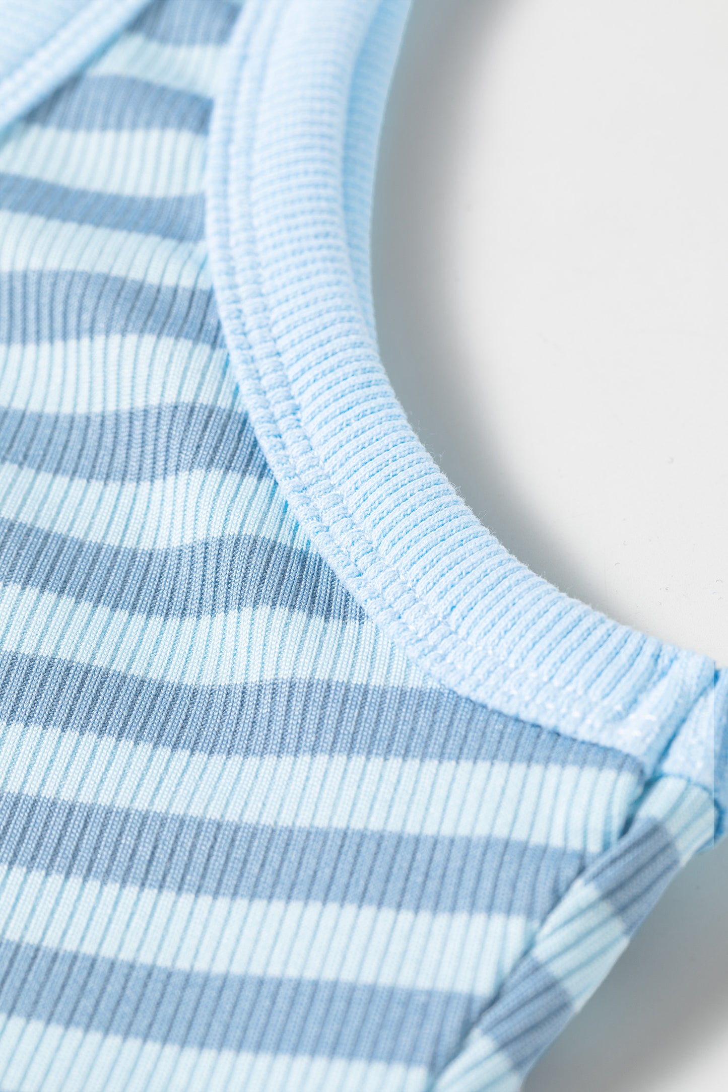 Pink Stripe Ribbed Knit Slim Tank Top
