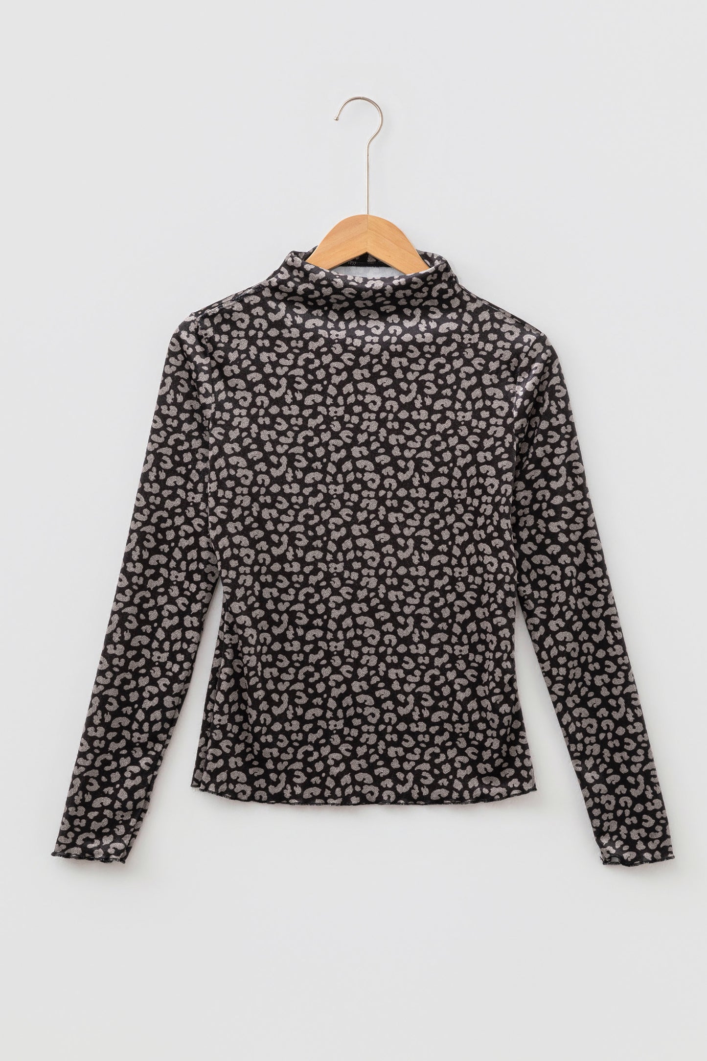 Brown Leopard Print Long Sleeve Sheath Pullover Western Style Top