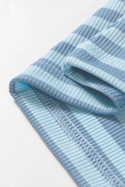 Pink Stripe Ribbed Knit Slim Tank Top