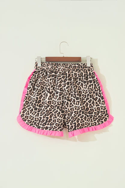 White Polka Dot Contrast Ruffle Trim Shorts