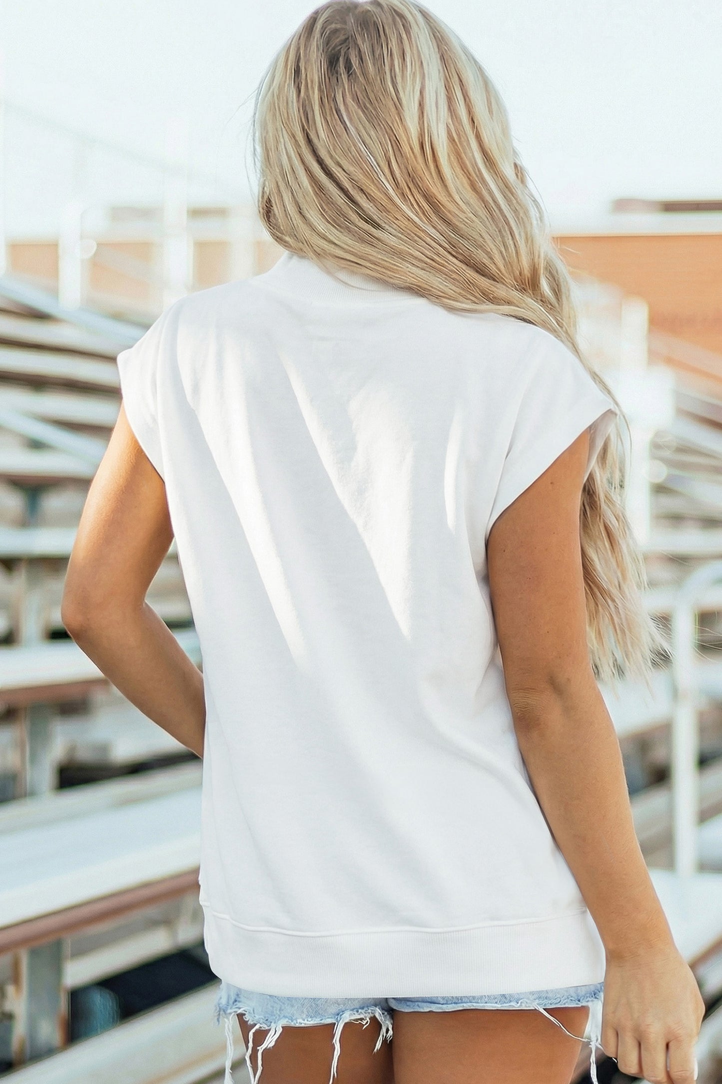 Racing Red Solid Color High Neck Cap Sleeve Loose Top