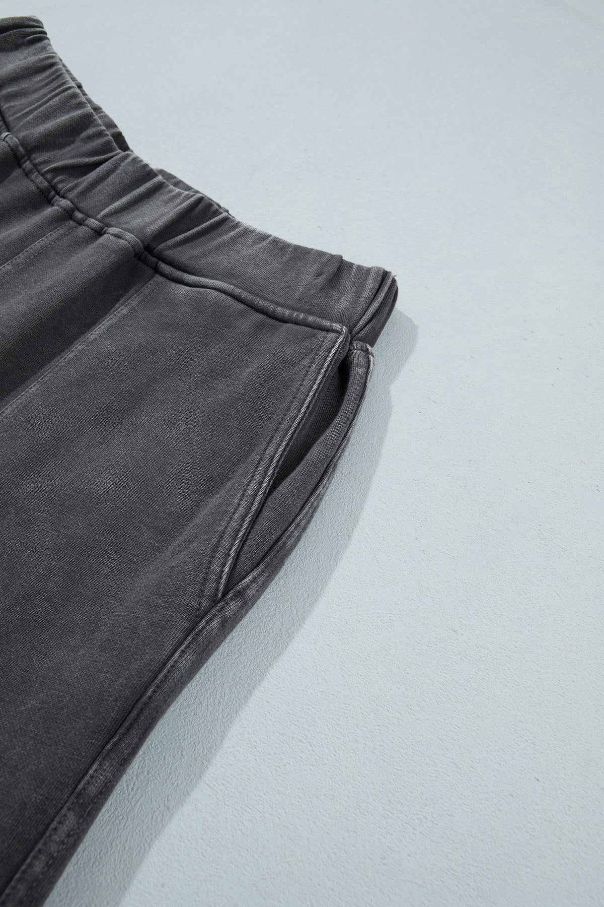 Coffee Mineral Wash Seam Detail Elastic Waist Barrel Pants